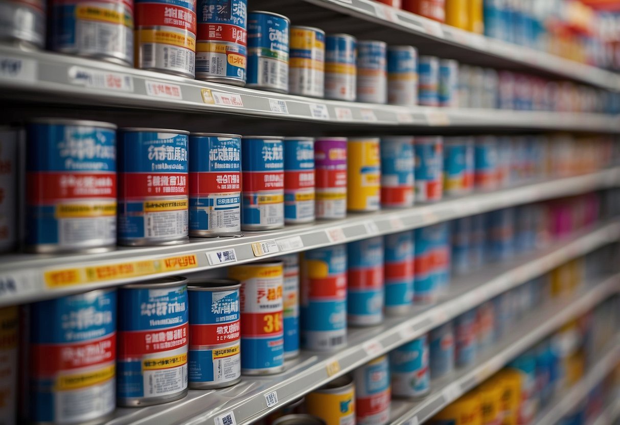 A colorful array of Nippon paint cans arranged on shelves, with price tags displayed next to each product
