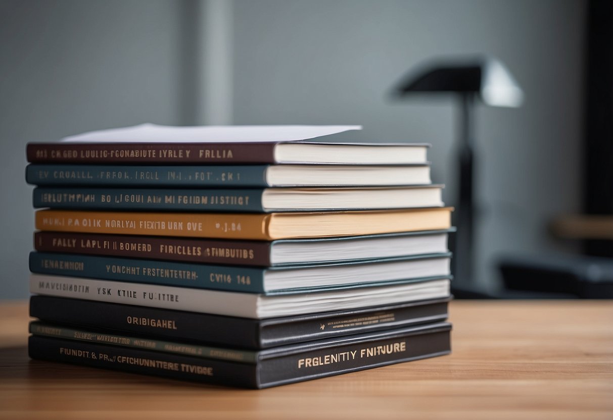 A stack of price lists sits on a sleek, modern table. The bold title "Frequently Asked Questions" catches the eye, with "nippon furniture" in smaller font below