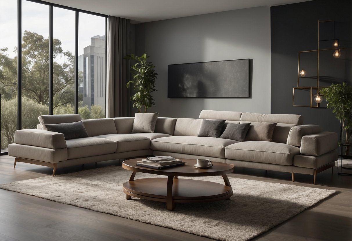 A modern living room with Our Collection furniture in Adelaide, featuring sleek designs and comfortable seating arrangements