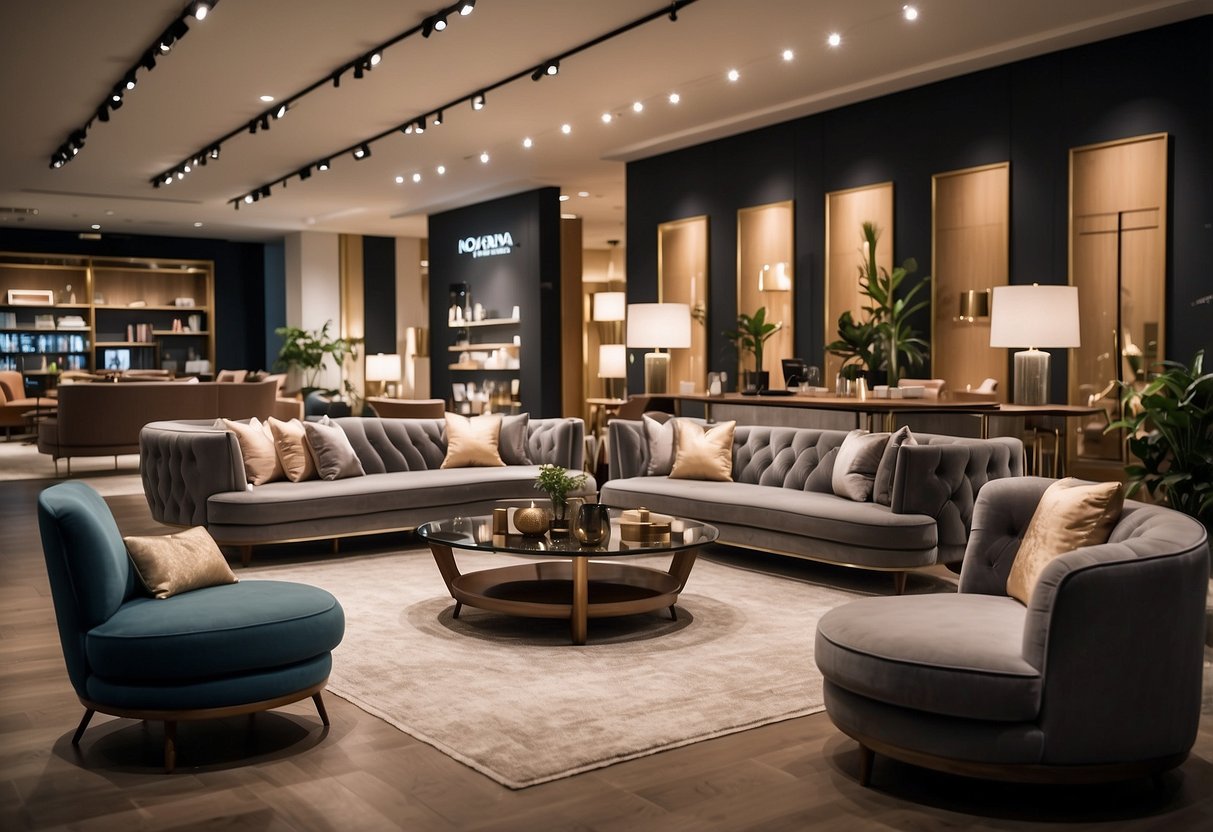A spacious showroom displays modern and classic furniture collections at Novena Furniture Store