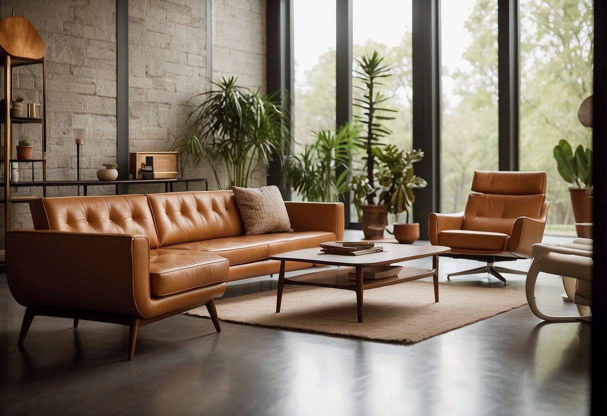 An array of iconic mid-century modern furniture pieces, each bearing the distinct marks of their makers, arranged in a sleek and minimalist setting