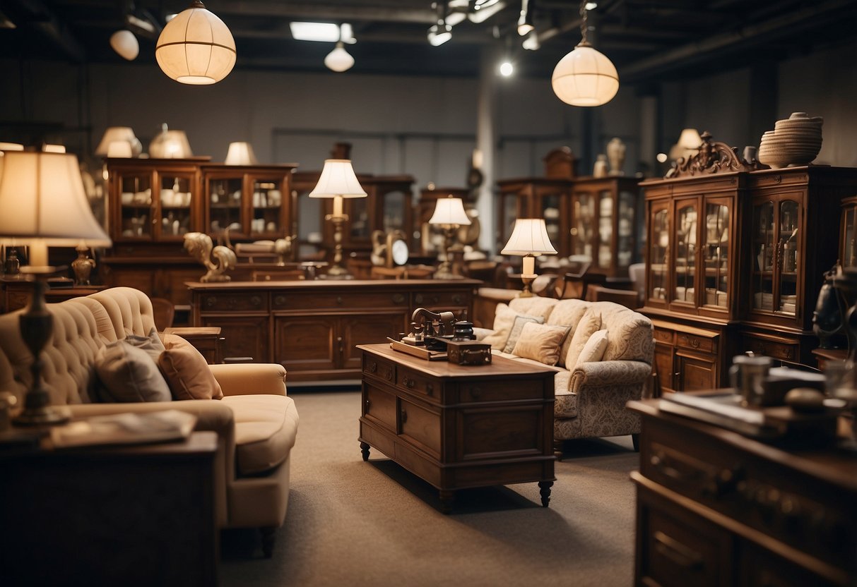 A room filled with replica furniture being carefully inspected for quality, with a focus on details and craftsmanship