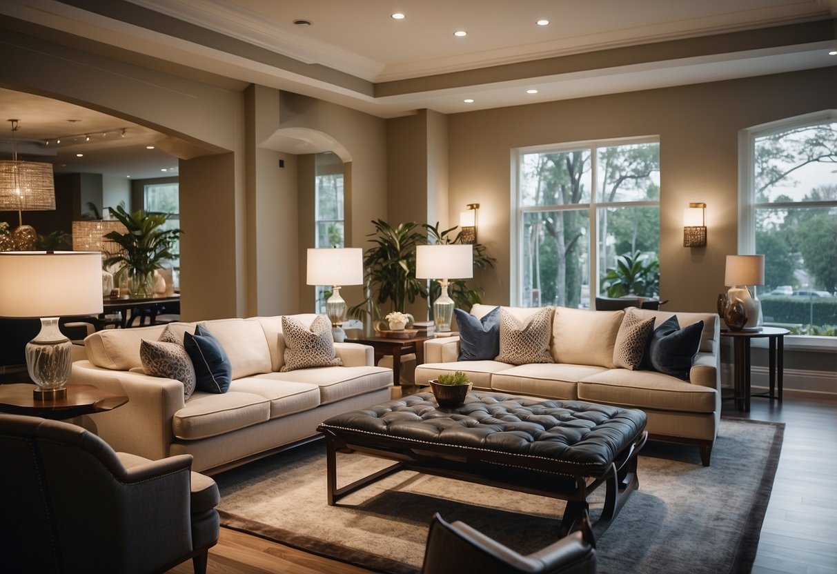 A well-lit showroom displays Baker Furniture's high-quality pieces. Prices range from affordable to luxurious, showcasing the brand's commitment to exceptional craftsmanship and service