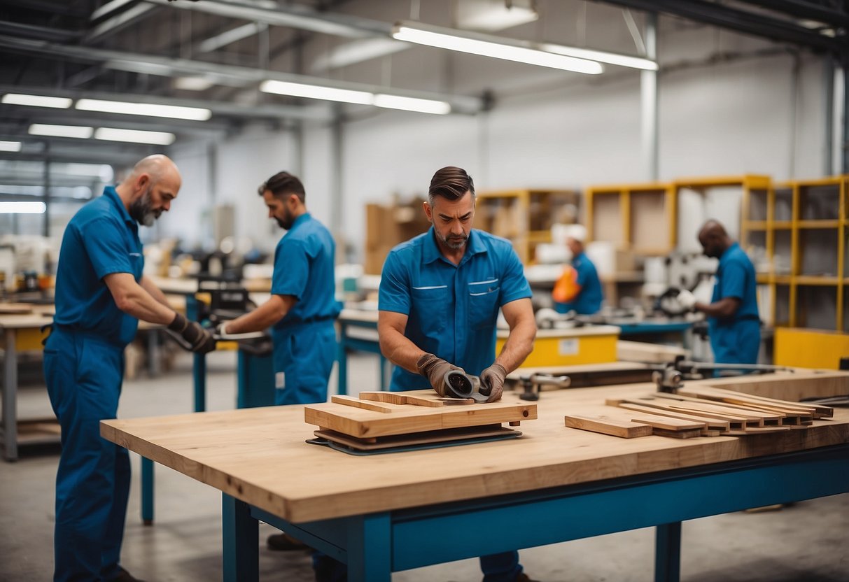 Topaz furniture being serviced and supported by a team of workers in a bright, clean workshop