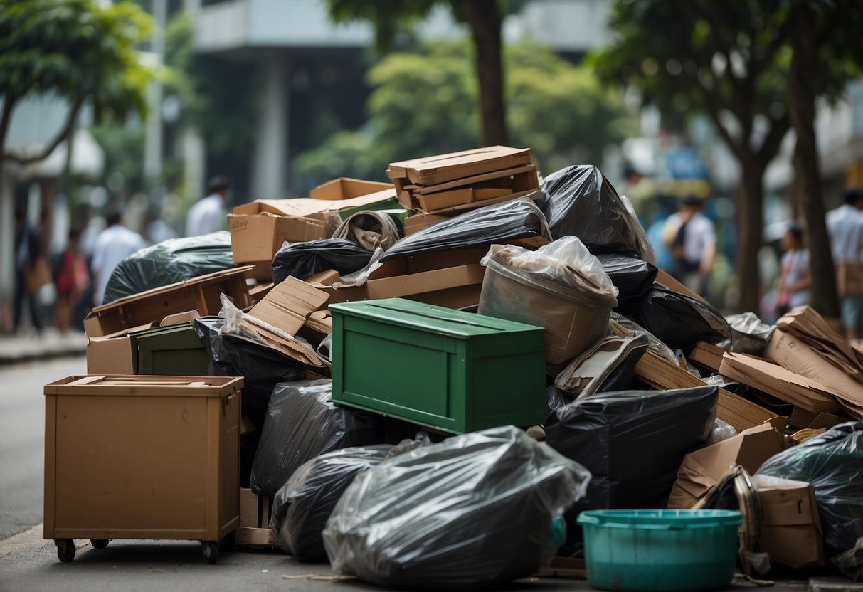 The Tanjong Pagar Town Council disposes of old furniture in a sustainable manner, separating recyclable materials from non-recyclables