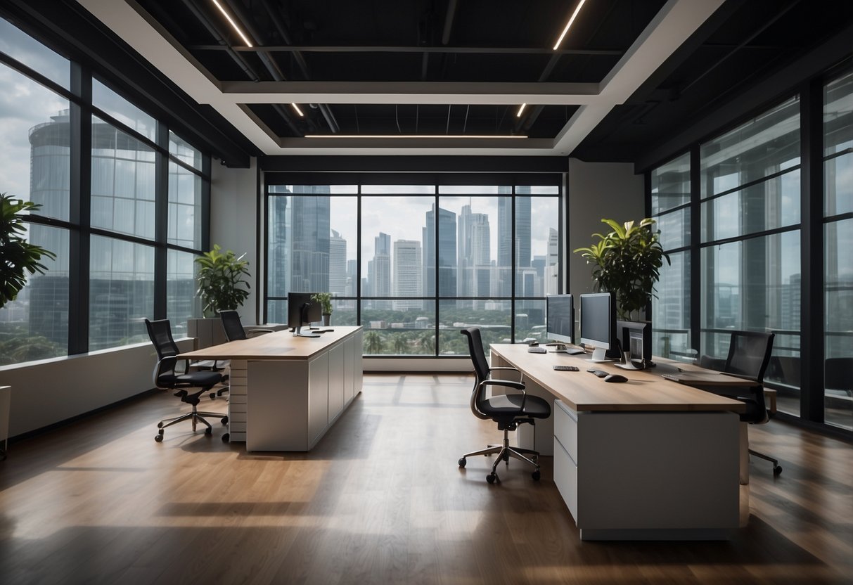 A modern office space with sleek and stylish Wilson office furniture, showcasing a strong commitment to the Singapore market
