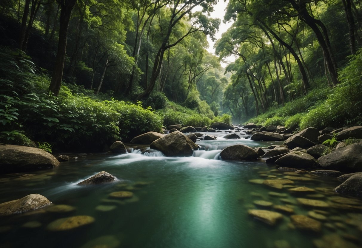 A serene river flows through lush greenery at Paniyeli Poru Eco Tourism Center | Paniyeli Poru