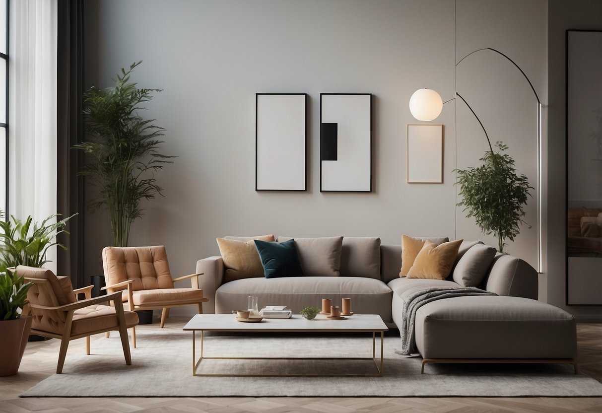 A modern living room with sleek cubo furniture, clean lines, and minimalistic decor