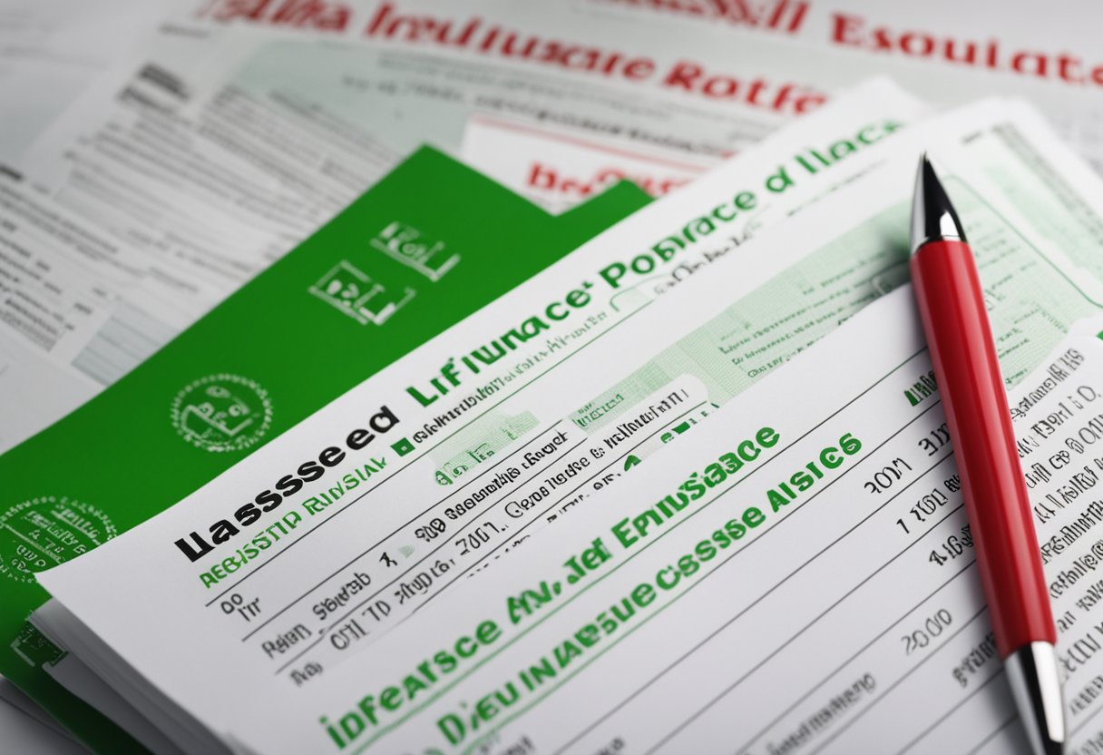 A stack of life insurance policy documents, some with "Lapsed" stamped in red, others with "Reinstated" in bold green letters