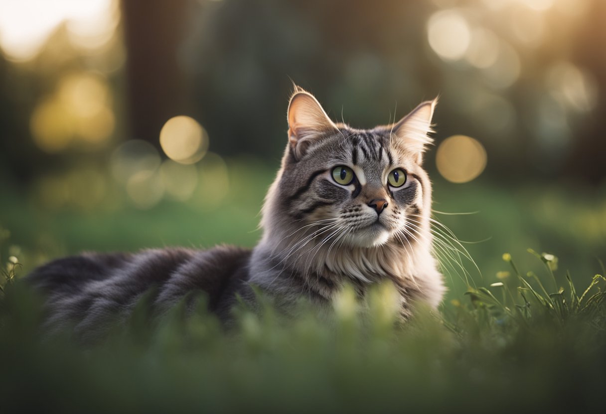 A cat surrounded by loud noises and unfamiliar surroundings, then shown in a calm, quiet environment with soothing music and familiar scents