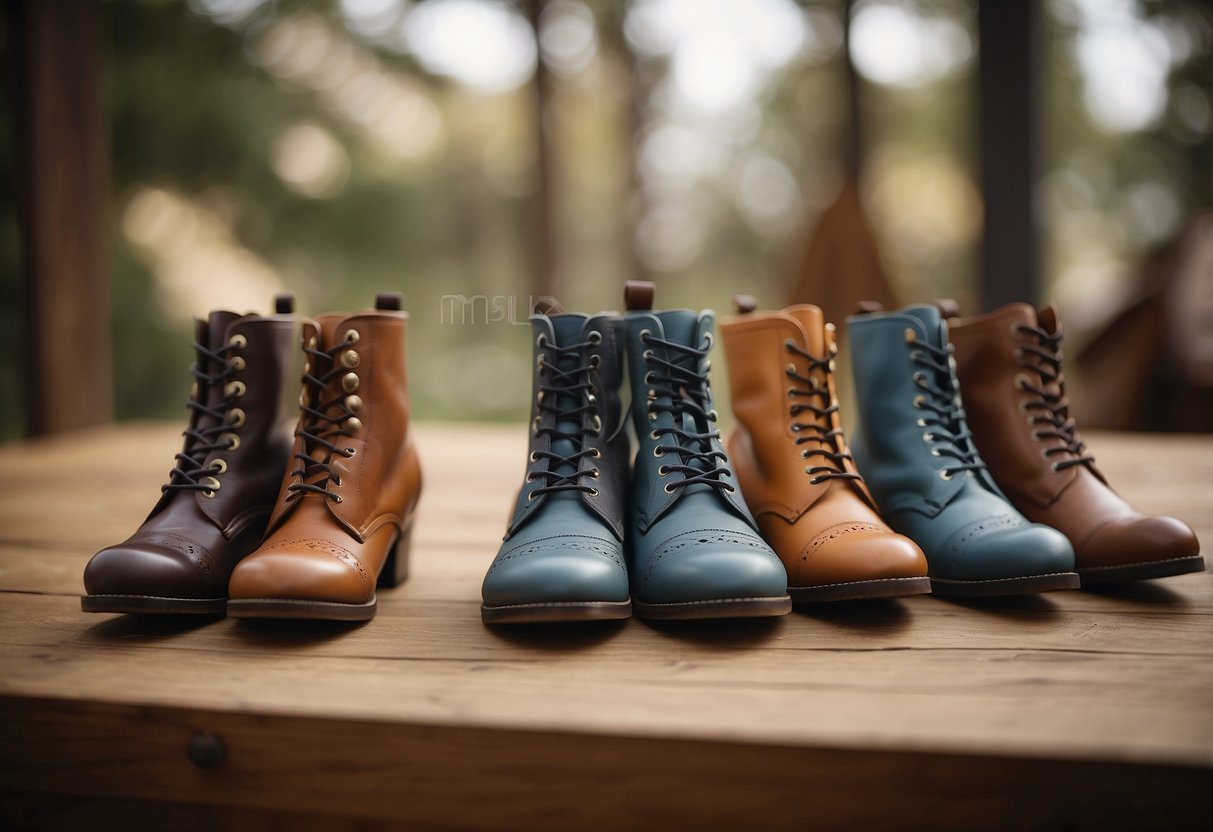 A variety of furniture feet, including bun, claw, and tapered styles, displayed on a wooden surface with different finishes and materials