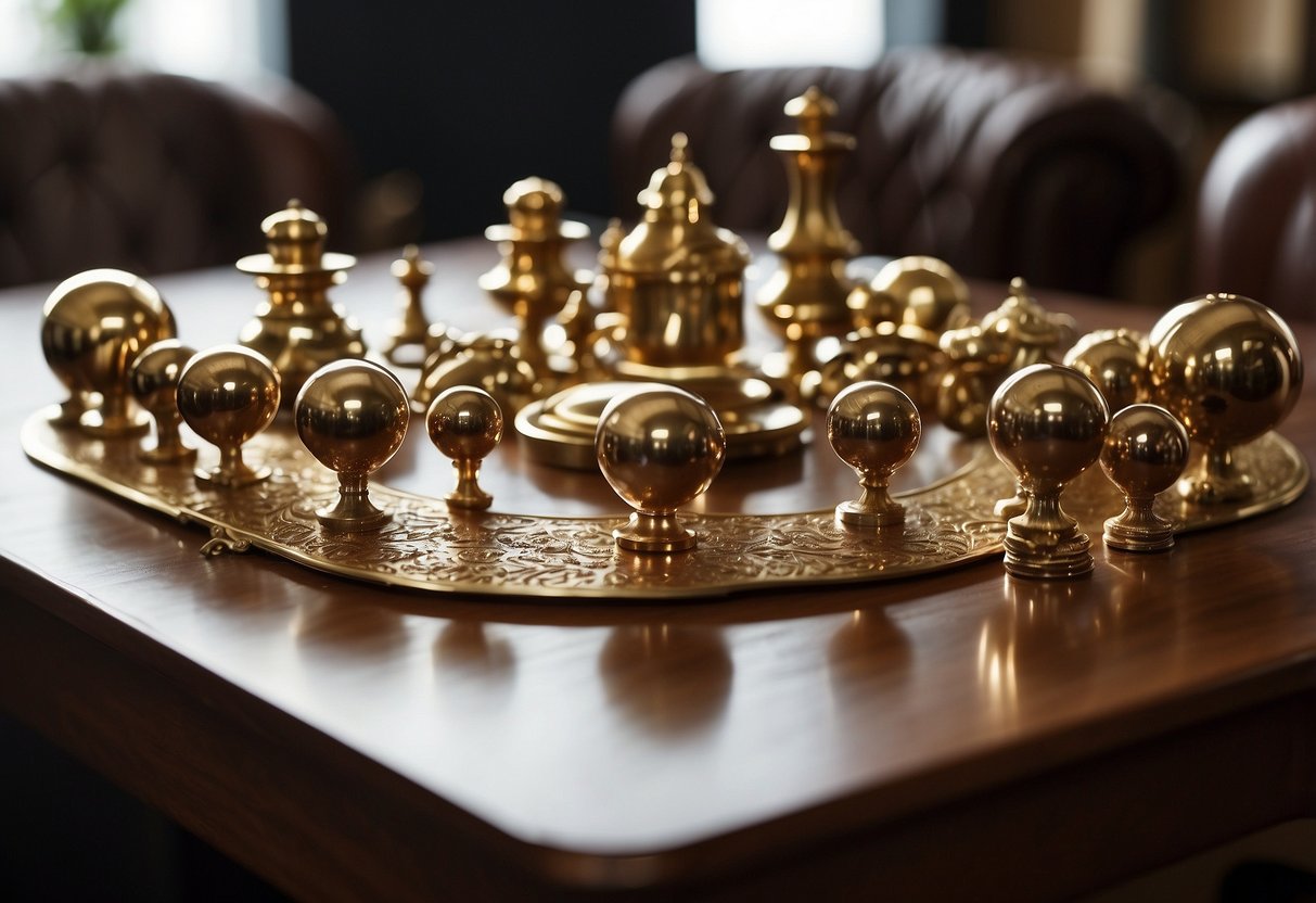 A table adorned with brass furniture fittings, surrounded by curious onlookers seeking answers to their frequently asked questions