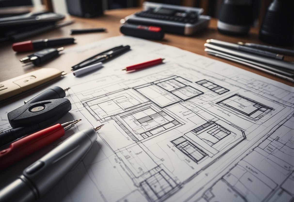 A rotring furniture template is being used to sketch out practical design applications