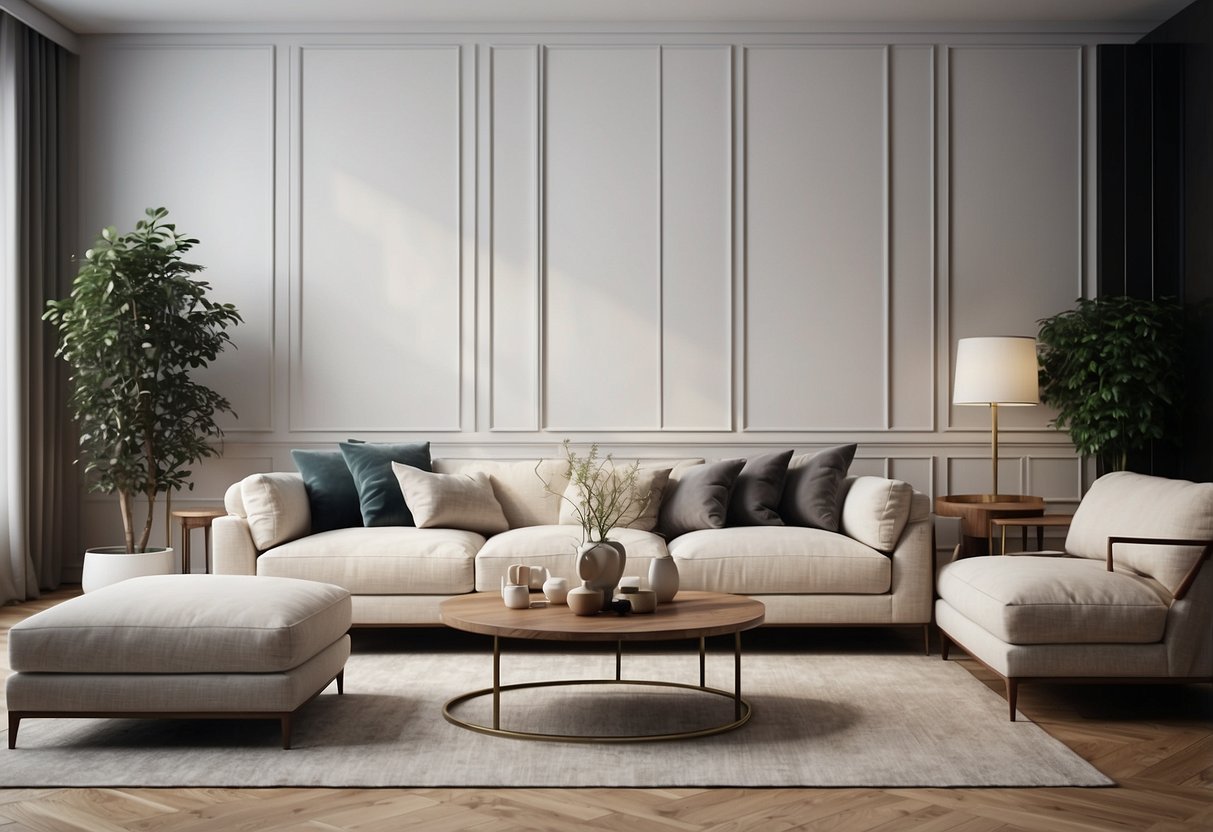 A minimalist living room with sleek modern furniture and clean lines