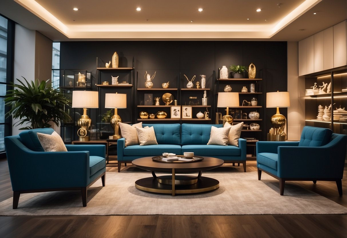 A spacious furniture store in Singapore with neatly arranged displays, bright lighting, and a modern aesthetic