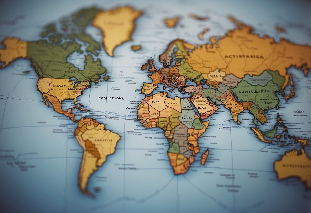 A world map with interconnected lines linking various countries, representing Actiu's global reach and collaborations in the furniture industry