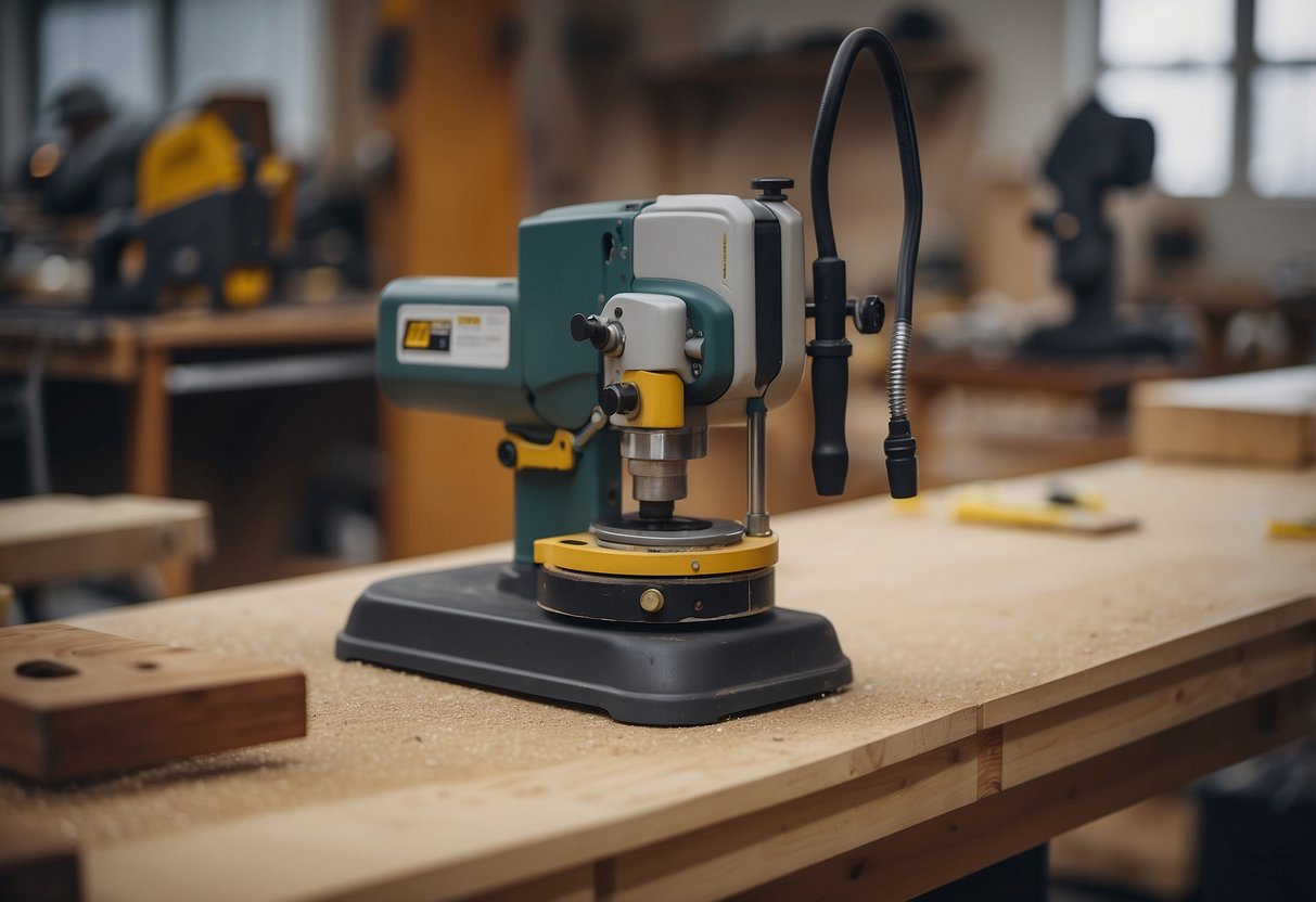 A workshop buzzes with activity as designers customize furniture pieces. Tools and materials are scattered across workbenches, and the air is filled with the sound of sawing and sanding