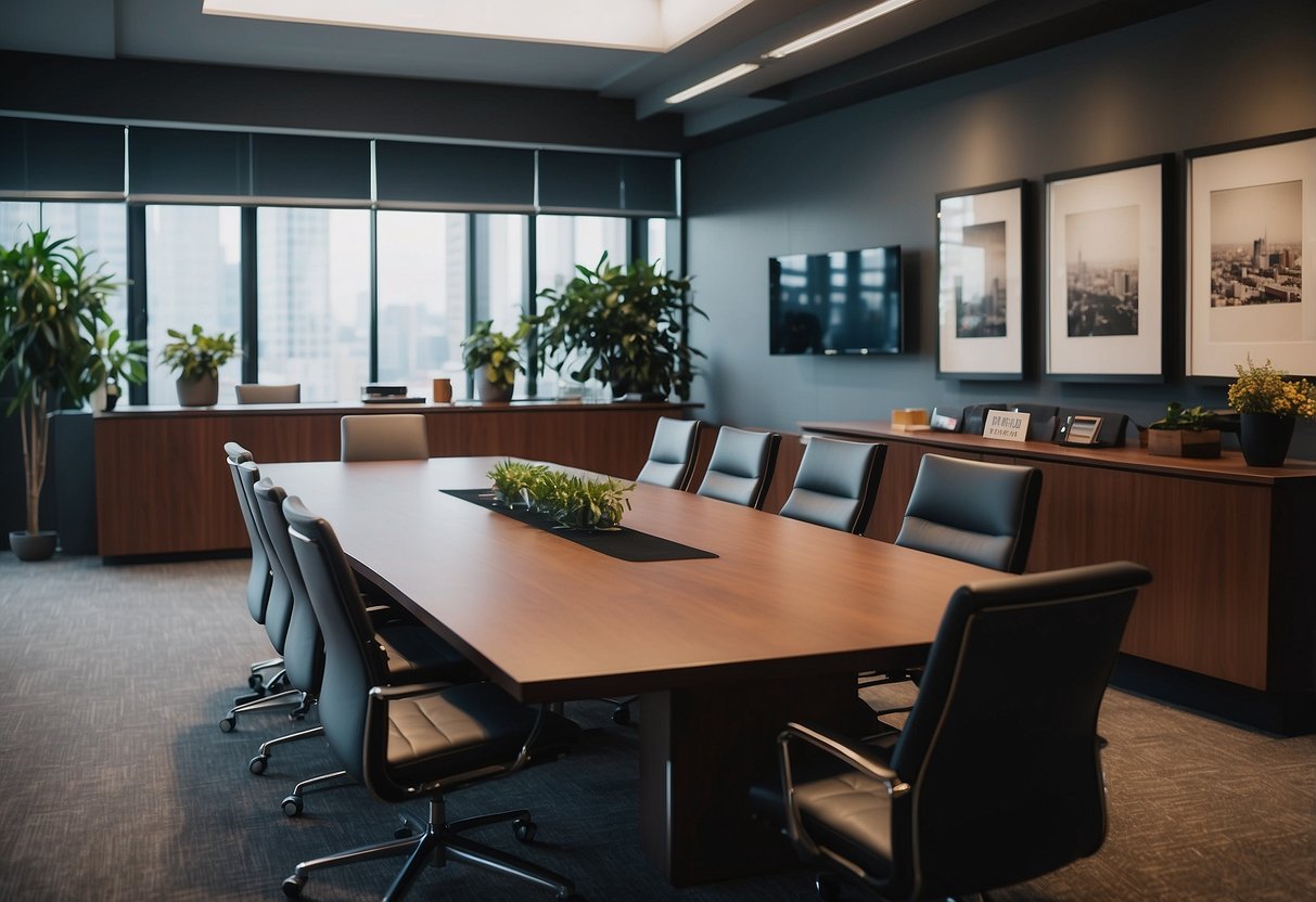 A conference room filled with various furniture pieces and materials on display for exploration and discussion