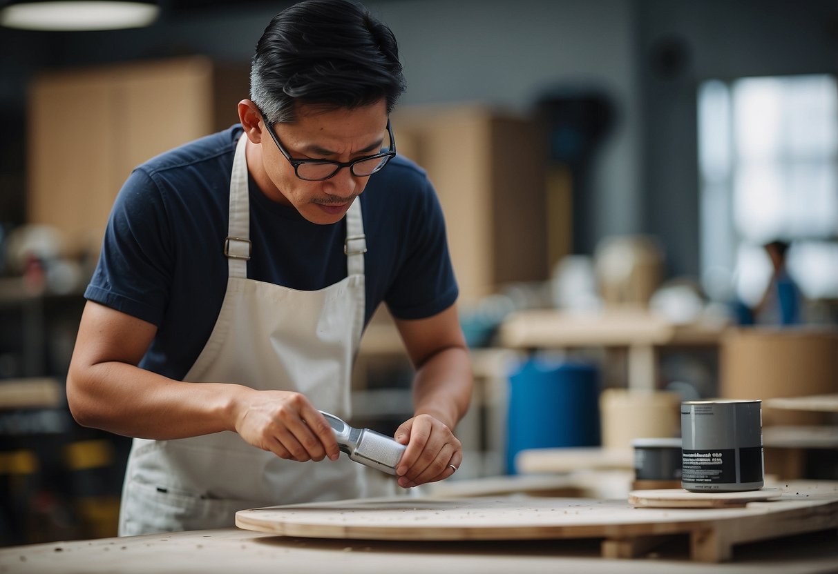 A furniture painter in Singapore expertly applies advanced techniques, creating a flawless finish with precision and skill
