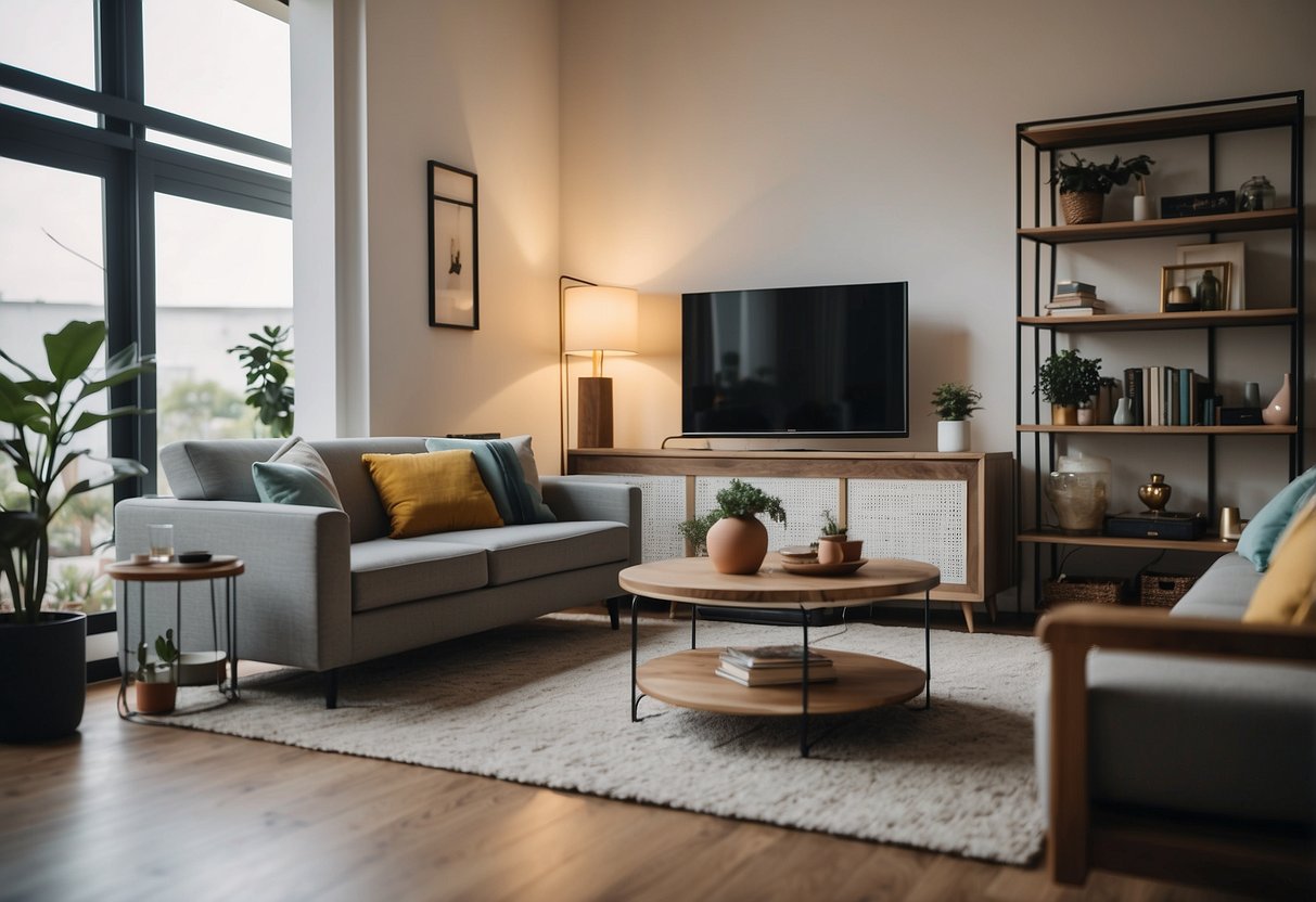 A well-lit room featuring a variety of stylish home furniture arranged in an organized and aesthetically pleasing manner