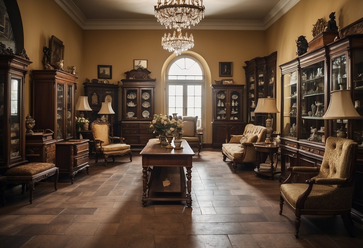 A room filled with various furniture pieces from different historical periods, showcasing the evolution of styles and designs over time