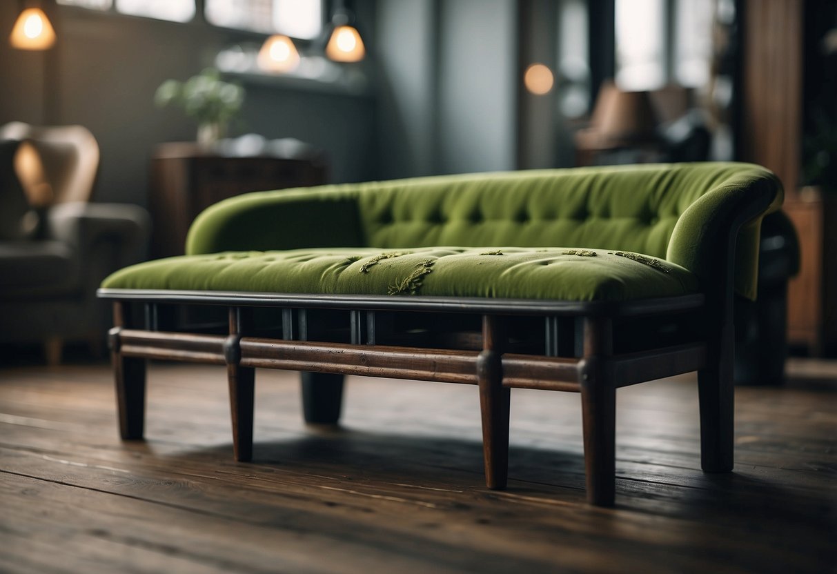 Wooden furniture covered in green and black mold