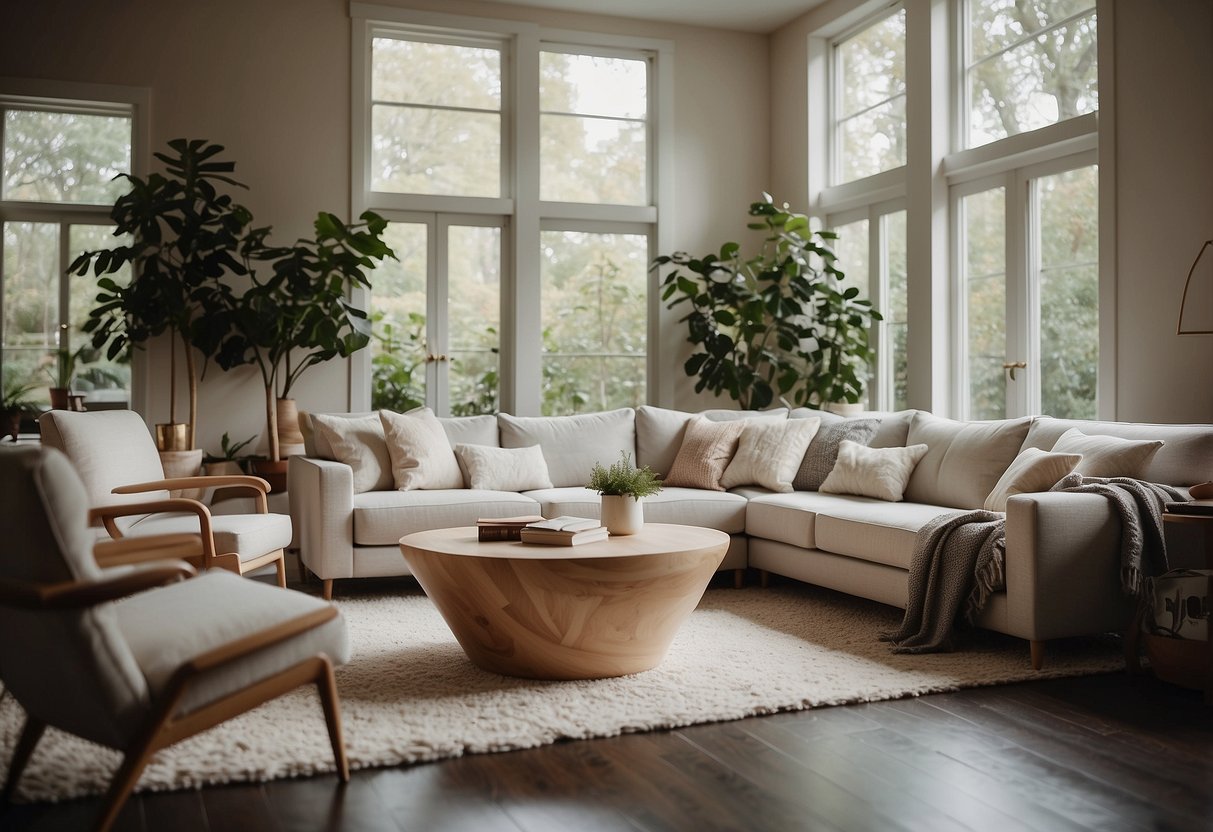 A cozy living room filled with sound-absorbing chairs, sofas, and tables, creating a serene and peaceful atmosphere