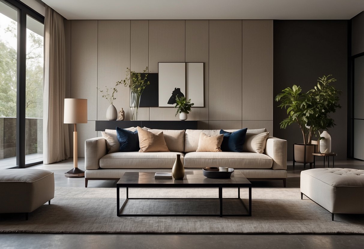A modern living room with sleek, minimalist furniture by Antonio Citterio. Clean lines and neutral colors create a sophisticated and timeless ambiance