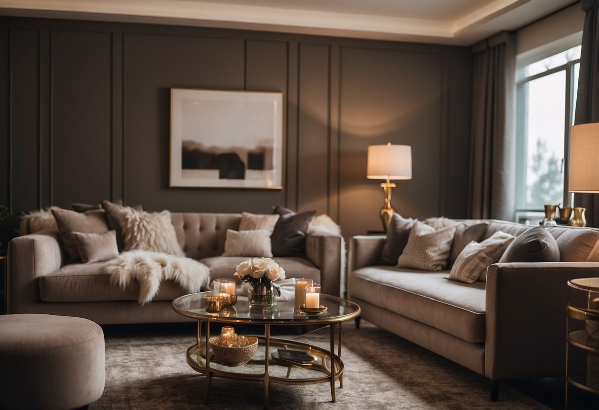 A cozy living room with a plush sofa, elegant coffee table, and stylish lamps from Phillips Furniture