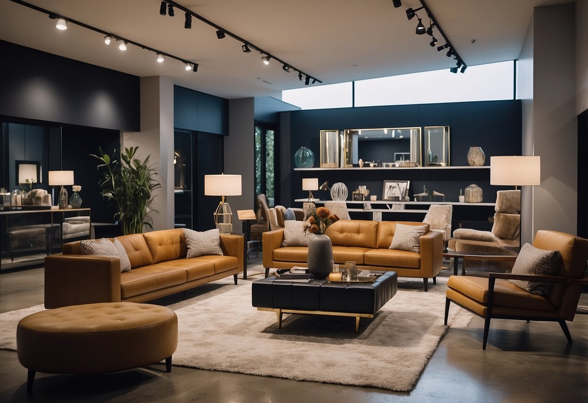 A showroom filled with modern furniture pieces and unique designs by Phillips Furniture