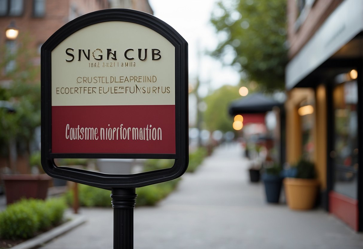 A sign reading "Customer Information" outside Sing Hup Furniture
