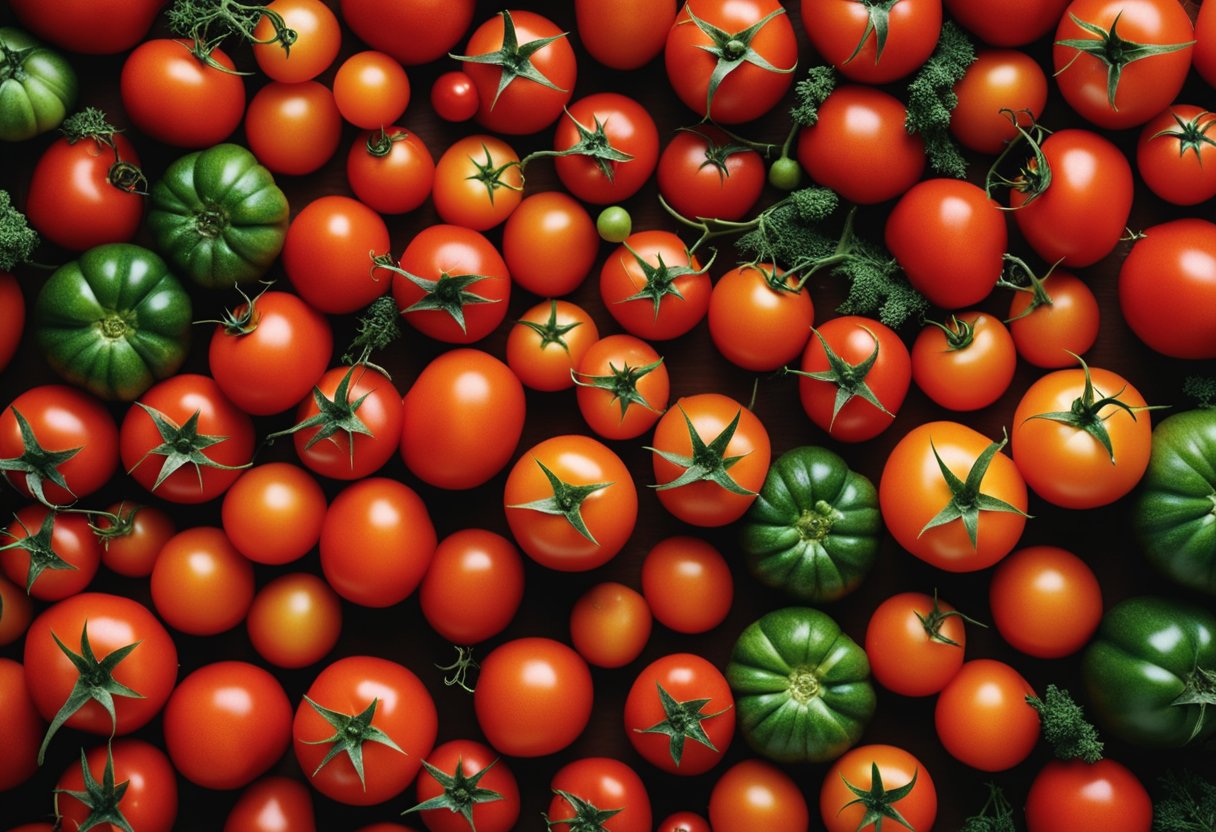 Tomatoes tell jokes, surrounded by laughing vegetables