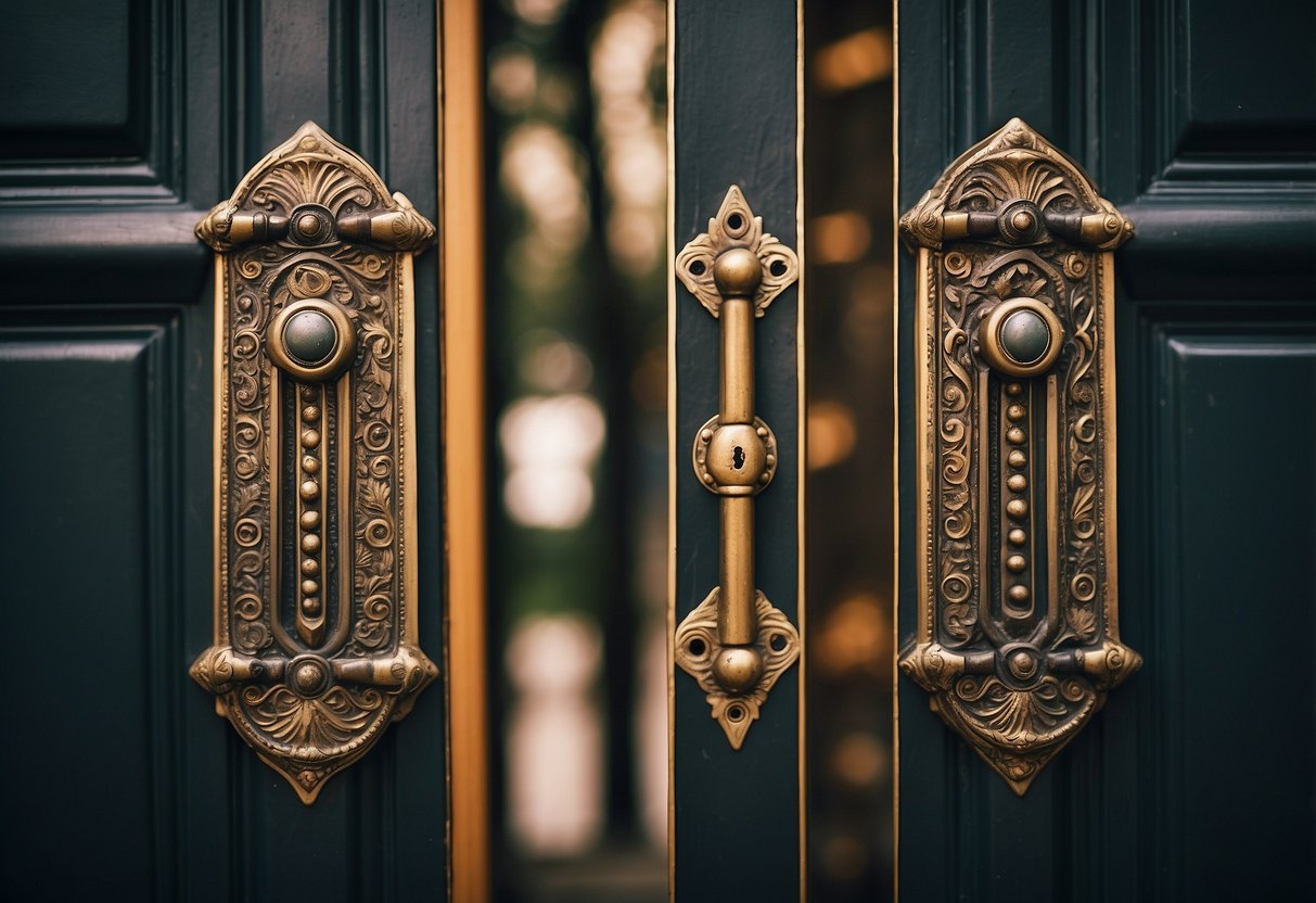 A close-up of vintage door furniture, showcasing the intricate details and craftsmanship of the materials used