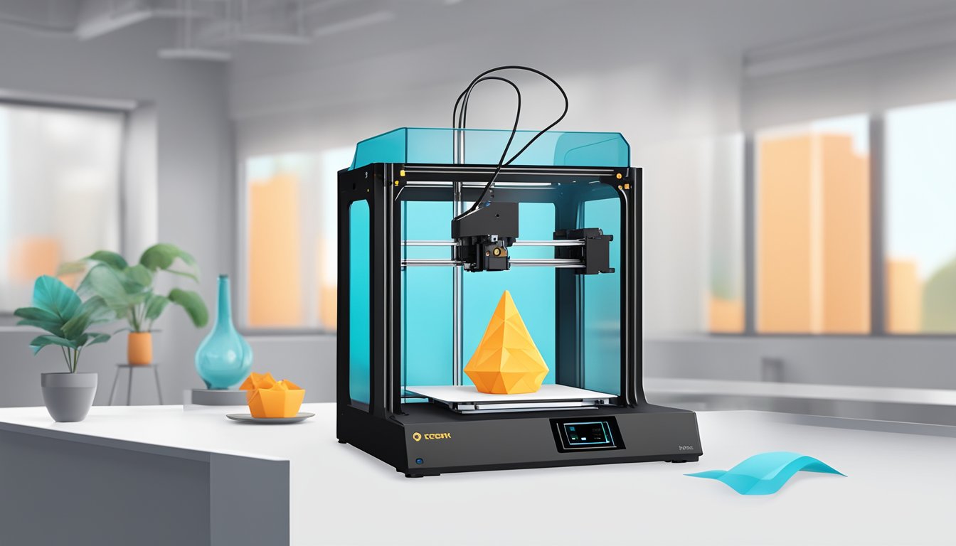 A hand effortlessly operates the top-rated 3D printer with clear, user-friendly controls and minimal setup