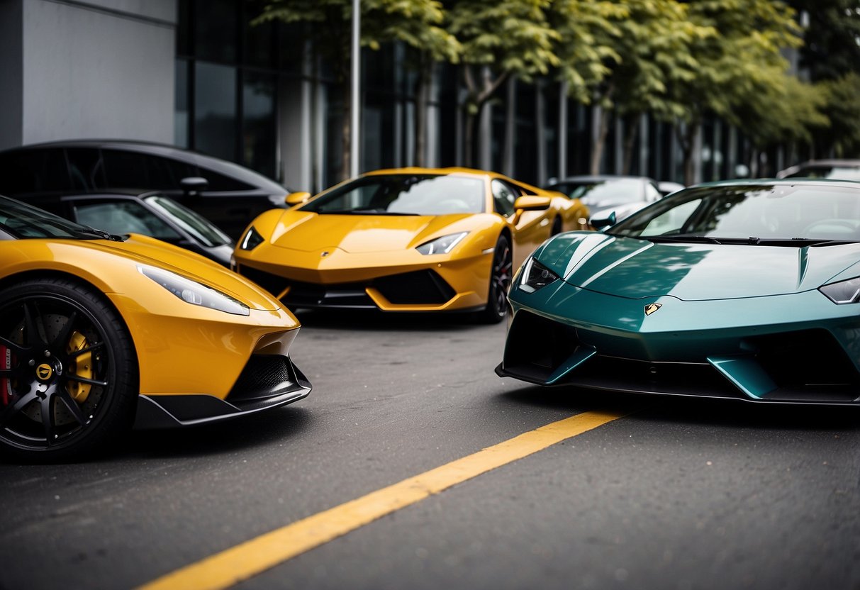 A lineup of iconic supercars, showcasing their sleek and aerodynamic designs, with powerful engines and cutting-edge technology. Each car represents a milestone in the evolution of high-performance vehicles