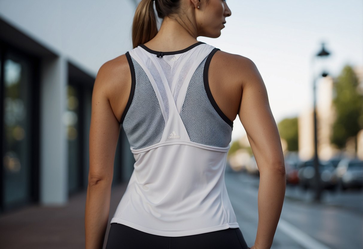 A sleek, modern performance tank top by Adidas and Stella McCartney, with clean lines and a stylish design, perfect for everyday activewear