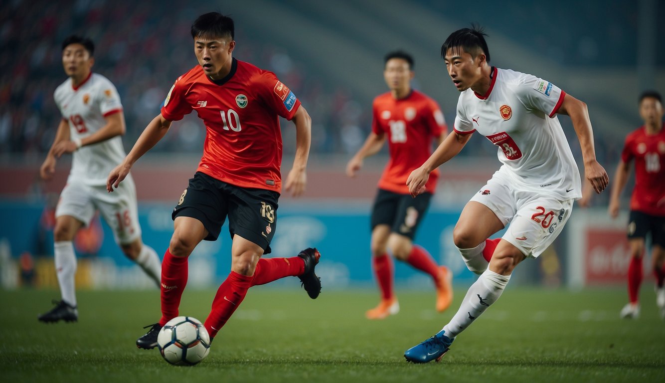 A soccer match between Chongqing Yongchuan and Shandong sports lottery, with players in action on the field