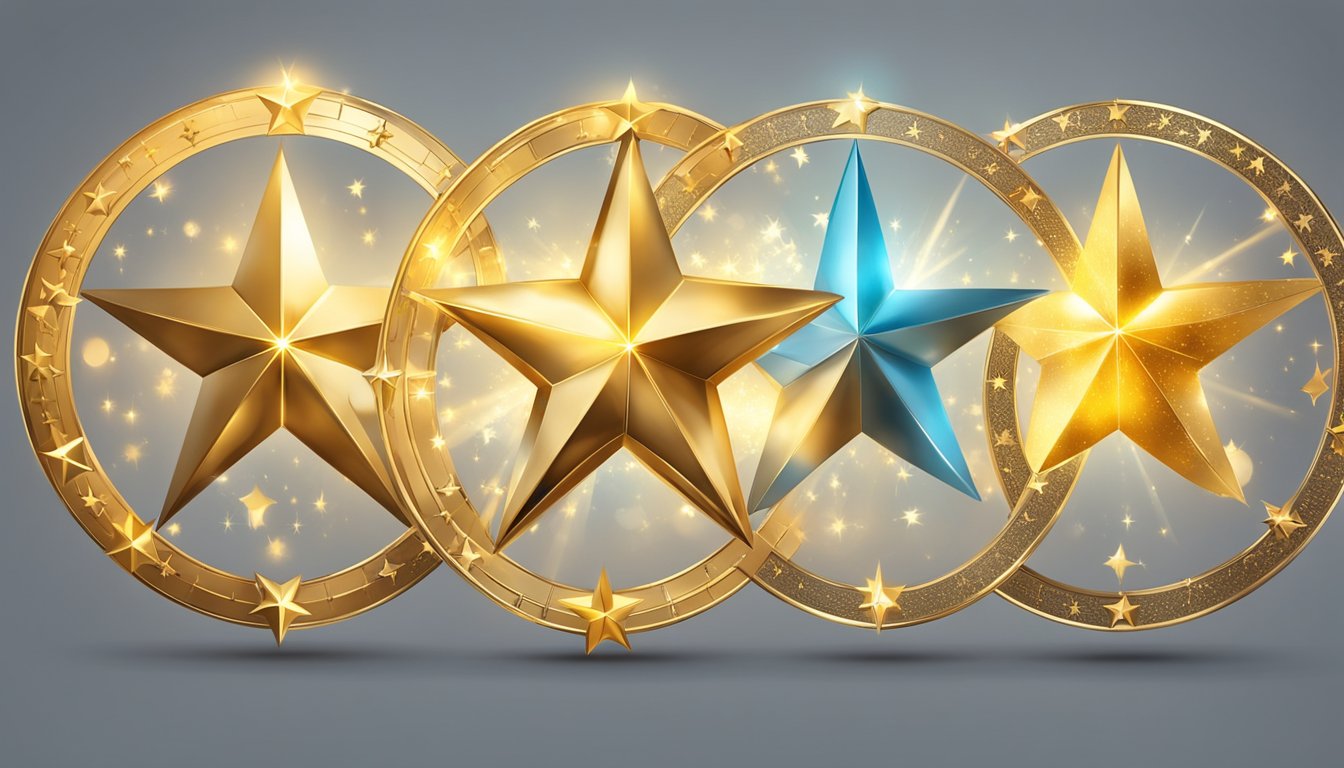 Five shining stars arranged in a circle, each representing a different zodiac sign.</p><p>A golden glow emanates from the stars, symbolizing success and achievement