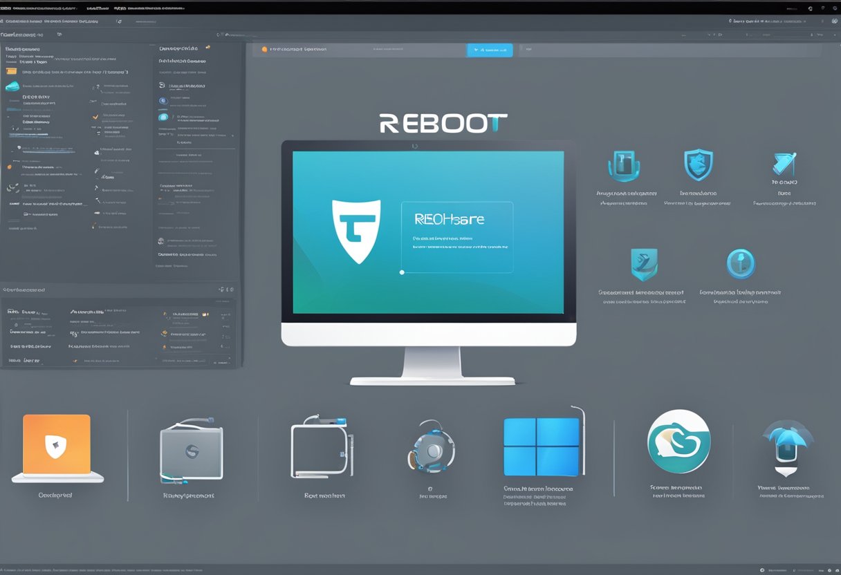 The screen displays the tenorshare reiboot logo with various options for system repair and recovery