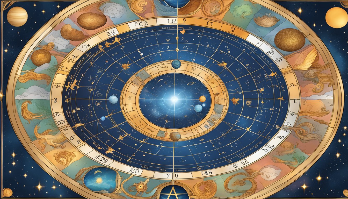 A celestial chart with Venus in each zodiac sign, surrounded by symbols of love and harmony, representing the potential to improve relationships