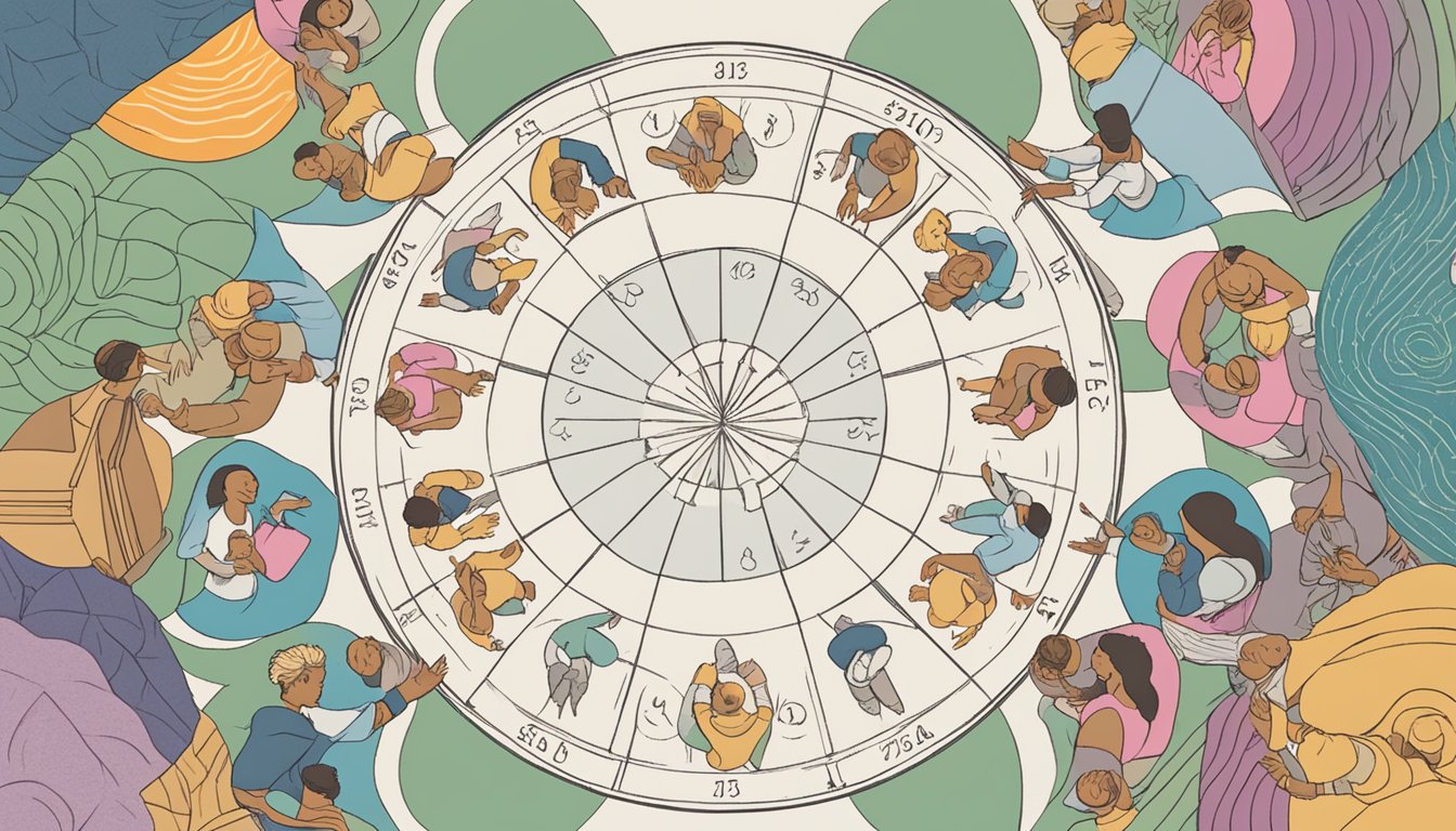 A circle of 12 zodiac symbols surrounded by a boundary, each representing personal space and respect, with the title "Respect Personal Space 12 Zodiac Secrets That Could Save Your Relationship" above