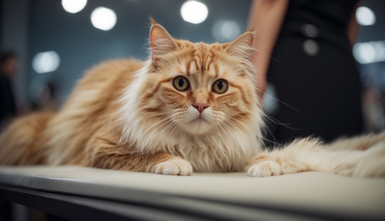 Hypoallergenic cats being groomed and pampered on a stylish catwalk