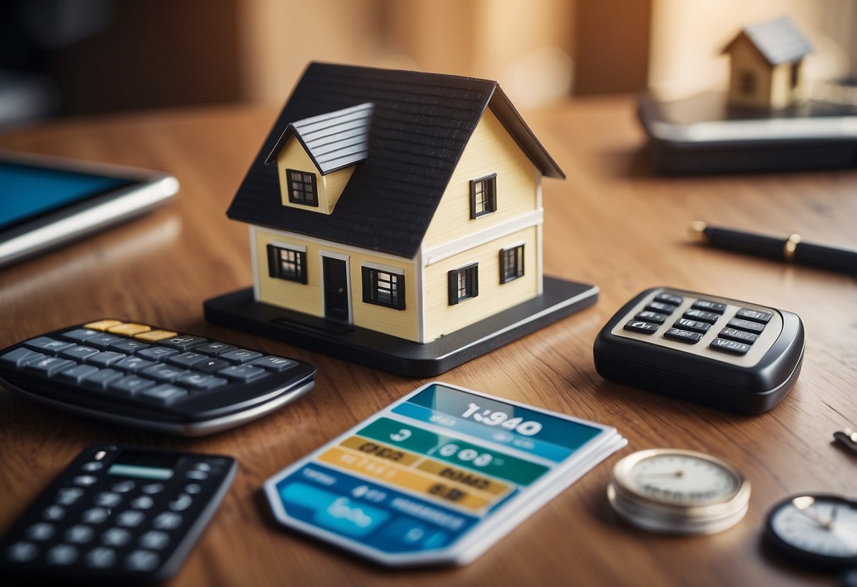 A house surrounded by various financing options logos, with a price tag on it and a scale representing renovation costs