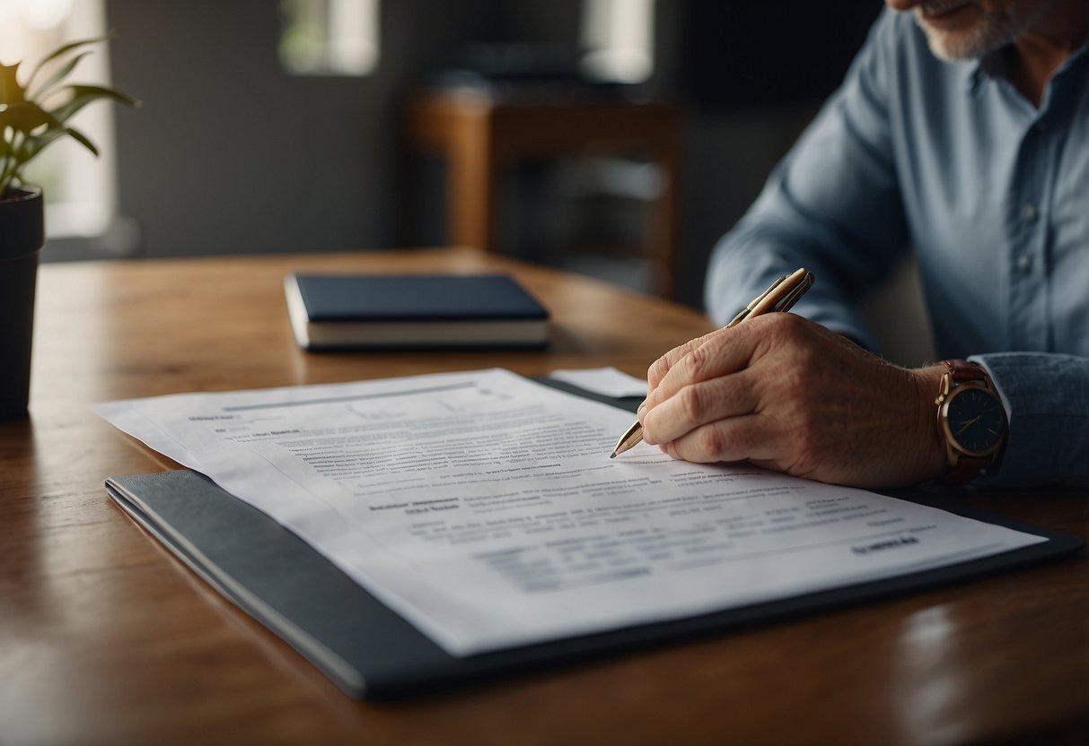 A person fills out paperwork and submits documents to purchase a house using superannuation funds