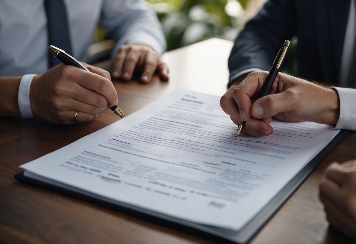 Foreigners signing property documents in Australia with a lawyer present