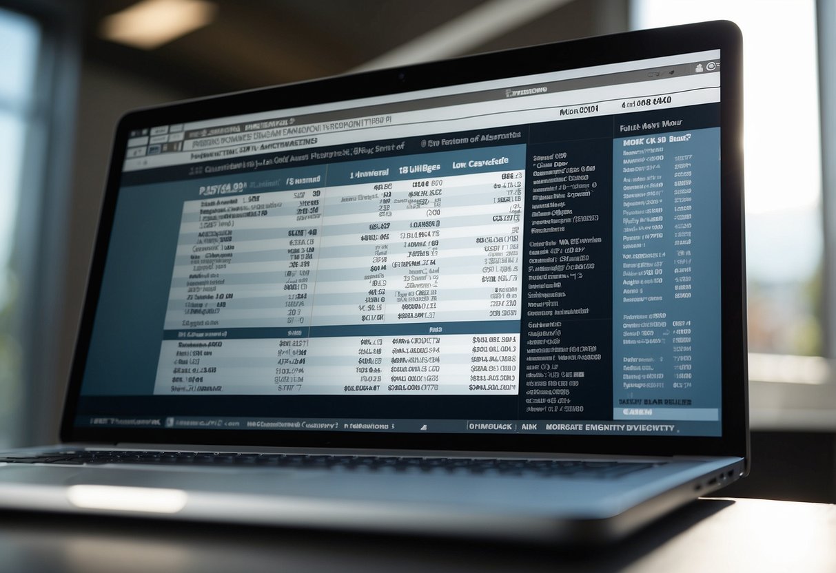 Bank statements and mortgage loan eligibility criteria displayed on a computer screen