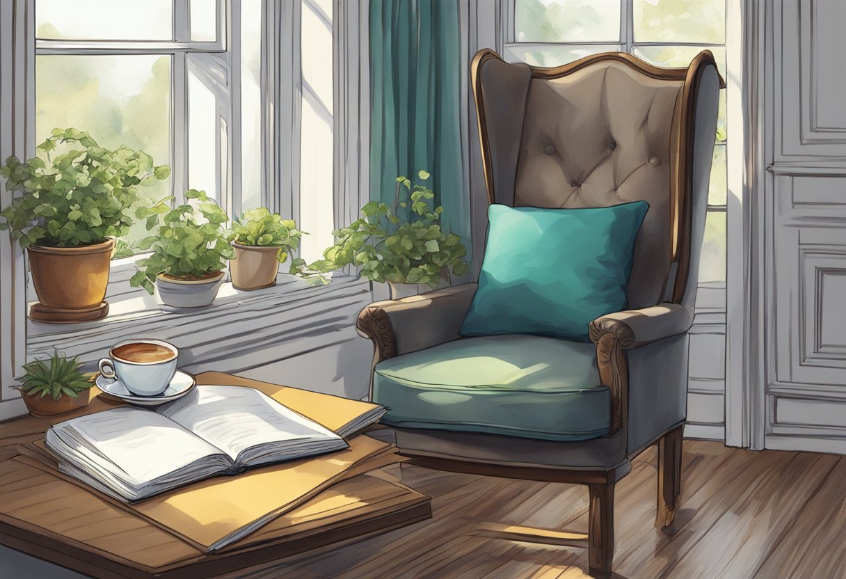 Ariel's mom's empty chair, with a half-finished cup of tea and an open book, sits untouched by the window