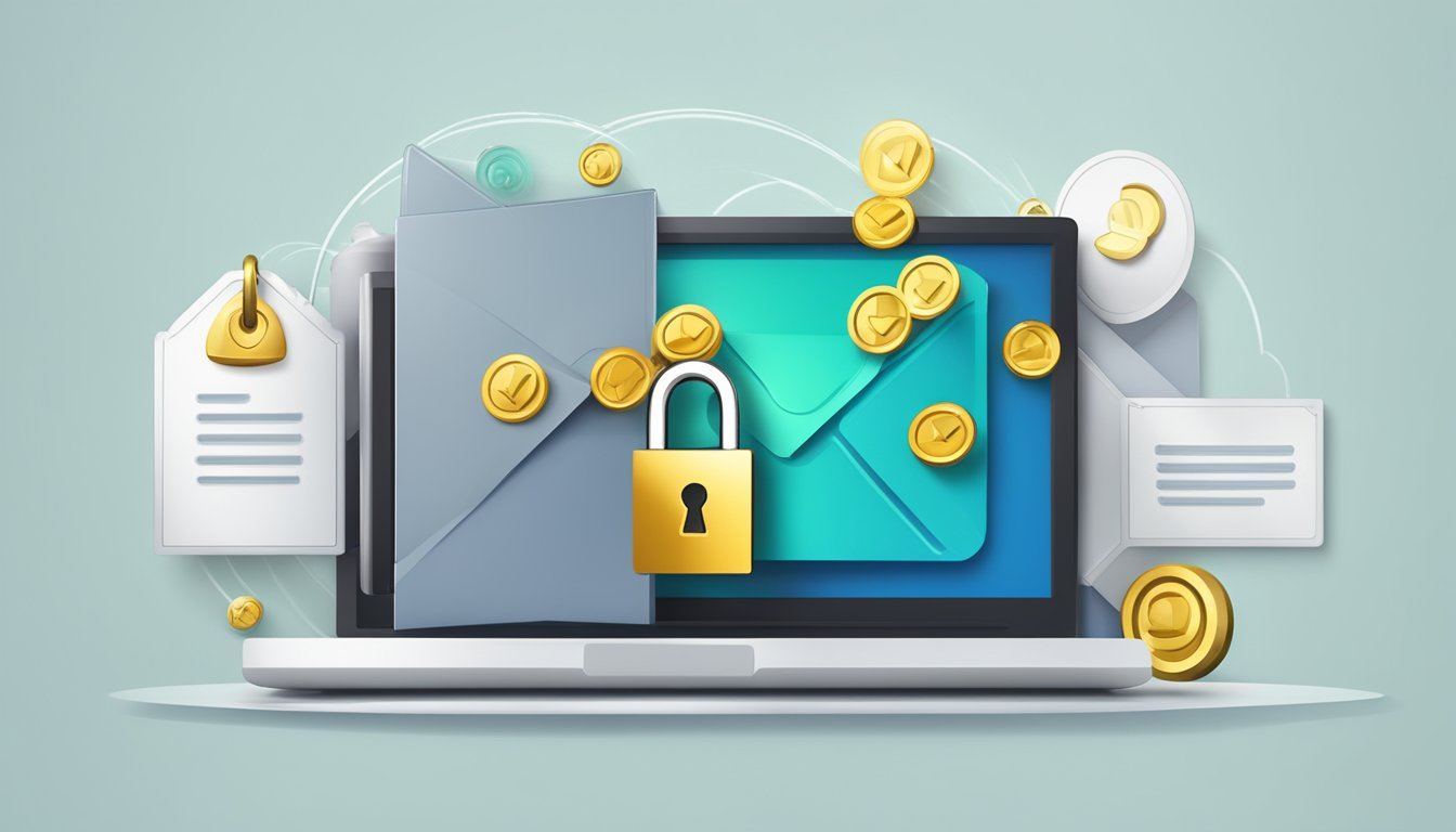 A padlock symbol on a computer screen with an email envelope, representing secure email provider and encryption for privacy