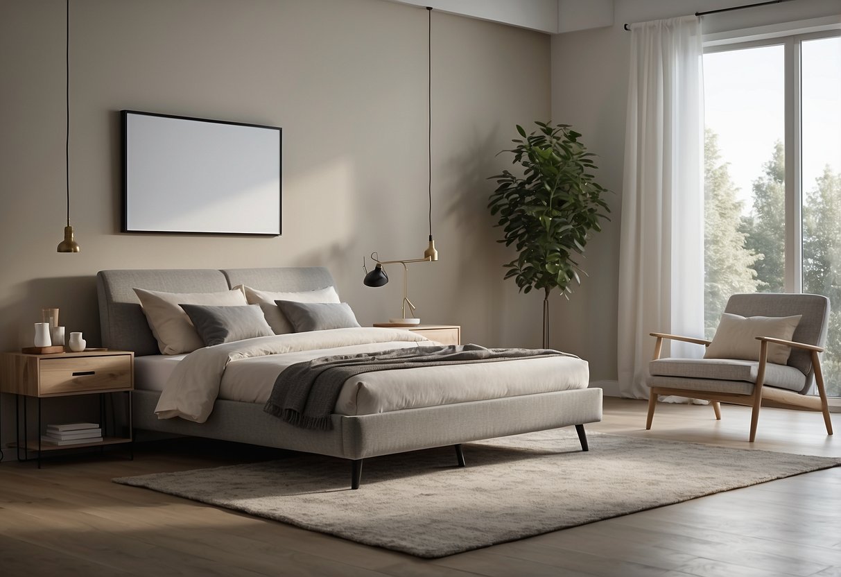 The room is filled with simple, sturdy furniture. The pieces are affordable yet well-made, with clean lines and neutral colors