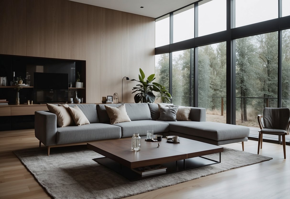 A sleek, modern living room with stylish furniture and elegant decor